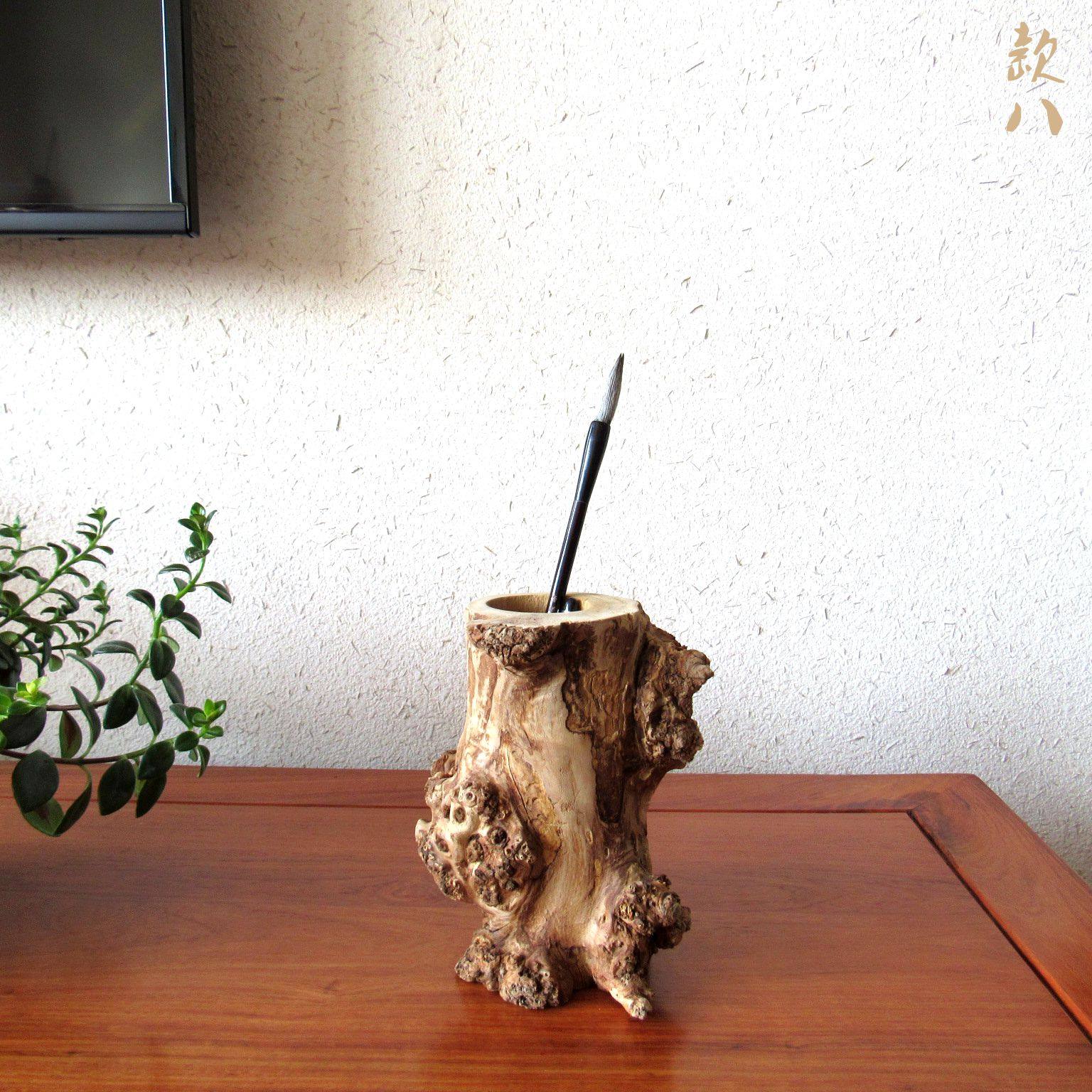 胡杨木原木生态笔筒摆件客厅电视柜书房办公室家居创意自然艺术品
