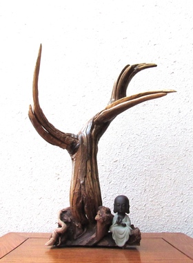 千年胡杨风化老木原木随形根艺摆件自然禅意艺术创意家居收藏饰品