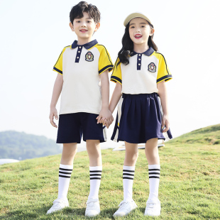 幼儿园园服夏装校服套装小学生纯棉短袖班服儿童夏天学院风运动服