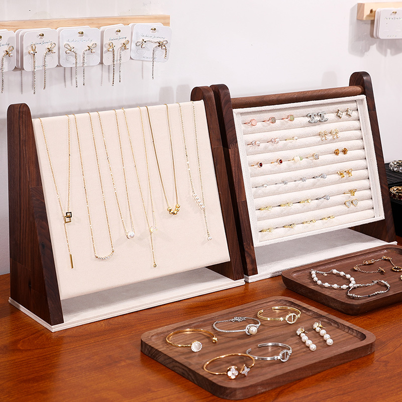 韩国黑胡桃木项链戒指展示架