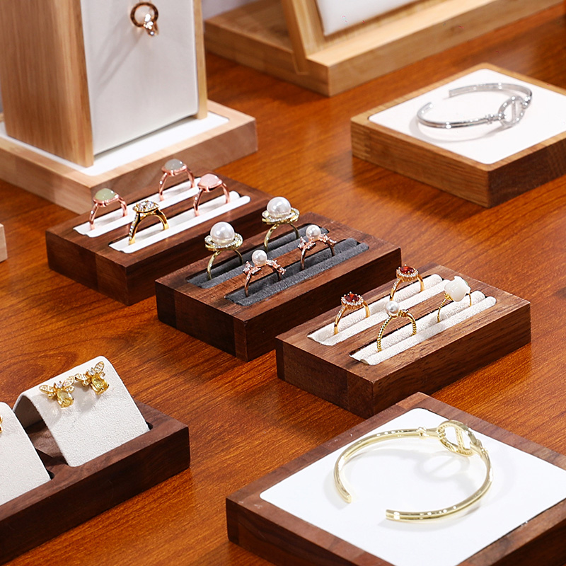 胡桃木戒指道具戒指收纳盘