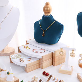 实木首饰展示架人像模特项链收纳架饰品戒指耳饰陈列道具柜台摆摊