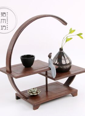 小博古架实木中式古典多宝阁古董架茶壶茶具架子置物架摆件展示架