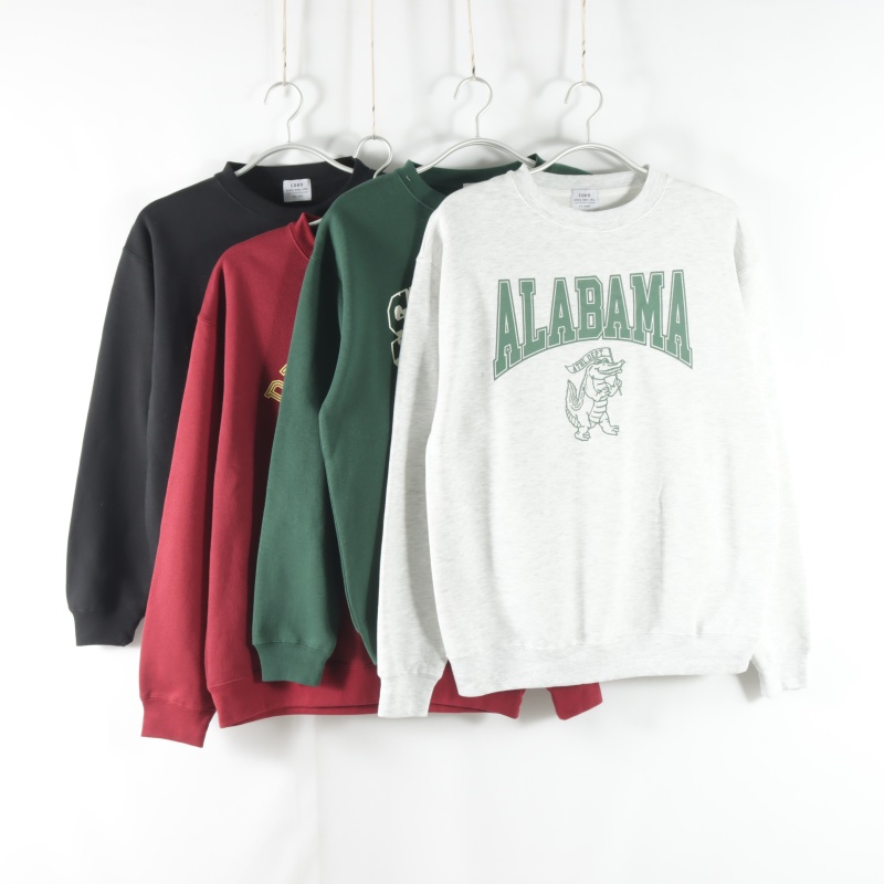 日单新款通勤百搭圆领套头宽松显瘦上衣女纯色印花长袖加绒卫衣