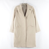 领单排暗扣宽松显瘦上衣女纯色长袖 日单新款 通勤西装 中长风衣外套