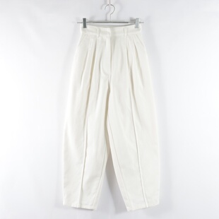 休闲哈伦裤 女纯色时尚 通勤百搭挂扣拉链高腰显瘦长裤 日单新款