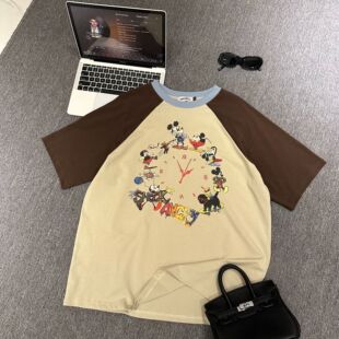 【米奇的一天】春夏新款圆领插件撞色米奇短袖T恤CP748