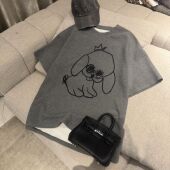 T恤CP702 线条小狗图案印花圆领短袖 眼镜萌犬 新年秋冬厚款