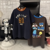 女潮牌趣味数字卡通人物印花撞色大版 趣味卡通 型T恤CP686