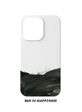 美术生艺术黑色水彩适用苹果16PROMAX菲林手机壳15plus14pro13mini大孔磨砂文艺简约个性全包亮面高级感ins风