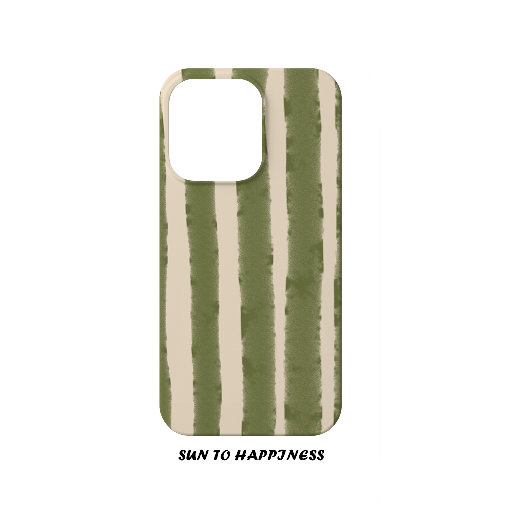 原创中古草绿条纹适用苹果16PROMAX手机壳菲林iphone15plus软壳14日韩情侣简约13风格时尚潮流小众全包二合一