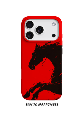 马年限定原创中国风泼墨骏马适用苹果17PROMAX菲林手机壳iphone16plus软壳1514新年红简约全包国潮二合一男生