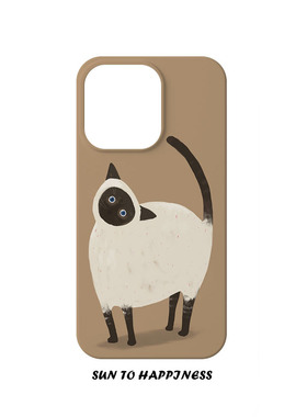 原创简约暹罗猫插画日韩适用苹果17PROMAX手机壳菲林iphone16plus硬壳13mini15趣味萌系可爱治愈动漫全包清新
