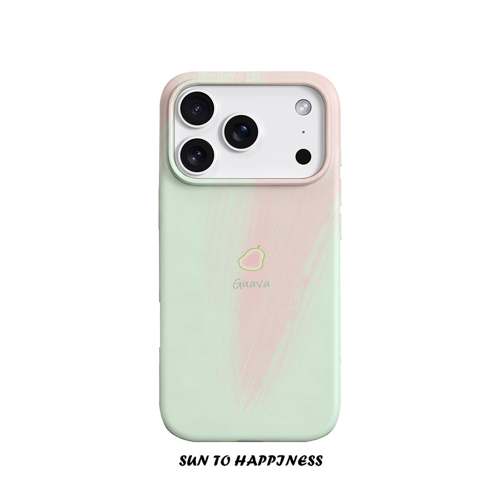 原创日韩粉绿水彩夏日芭乐适用苹果17PROMAX菲林手机壳iphone16plus软壳15小清新14可爱艺术简约全包二合一