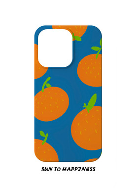 原创设计蓝色橘子可爱插画适用苹果16PROMAX菲林手机壳IPHONE15PLUS/13/14小清新夏日个性二合一硅胶防摔保护