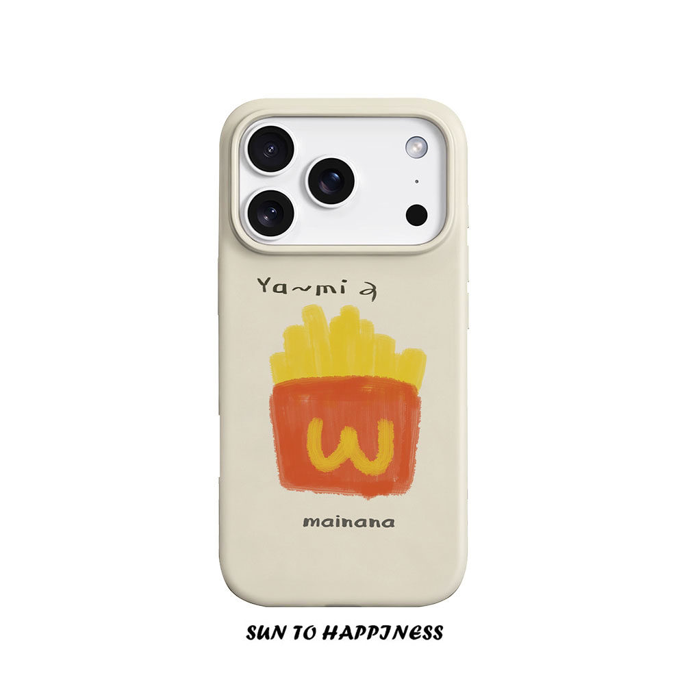 原创手绘美味薯条适用苹果17PROMAX菲林手机壳iphone16plus软壳日韩15趣味萌系14可爱治愈简约全包美食二合一
