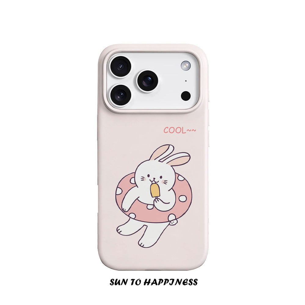 原创日韩粉色冰激凌小兔适用苹果17PROMAX菲林手机壳iphone16plus软壳15卡通少女14可爱治愈简约全包二合一