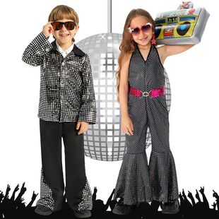 新款狂欢节嘉年华表演服装复古迪斯科舞蹈服cos服儿童舞台演出服