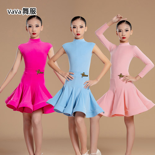 vava专业拉丁舞服女童新款专业国标舞蹈鱼骨比赛规定服套装云朵绒