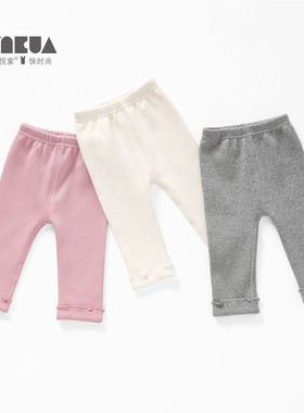 婴悦家女宝宝秋冬加绒84775卷边打底裤女童秋装儿童长裤子