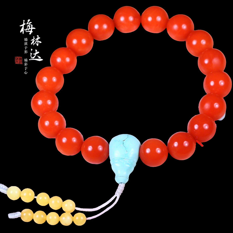 Melinda/梅林达【瑞平】天然南红玛瑙手串满色柿子红单圈设计款女