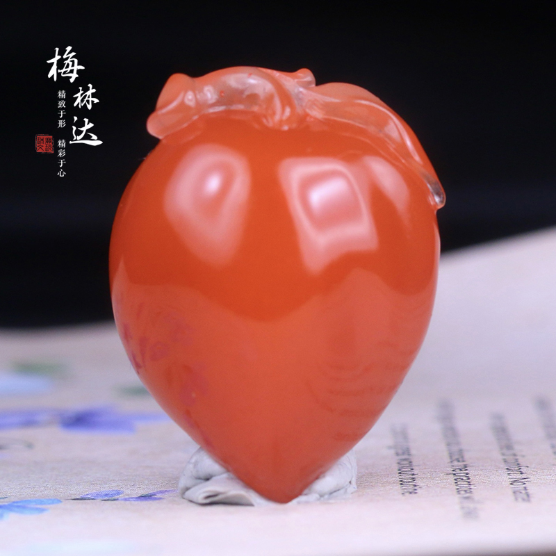 Melinda/梅林达【隽宜】天然南红玛瑙吊坠苏工精雕寿桃玉石挂件女