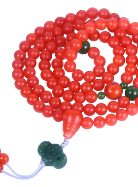 梅林达南红圆珠链男女108设计款