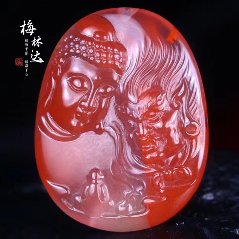 Melinda/梅林达【将夜】天然南红玛瑙吊坠苏工精雕一念之间玉挂件