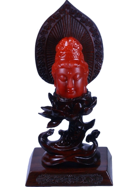 梅林达男女南红玛瑙观音摆件