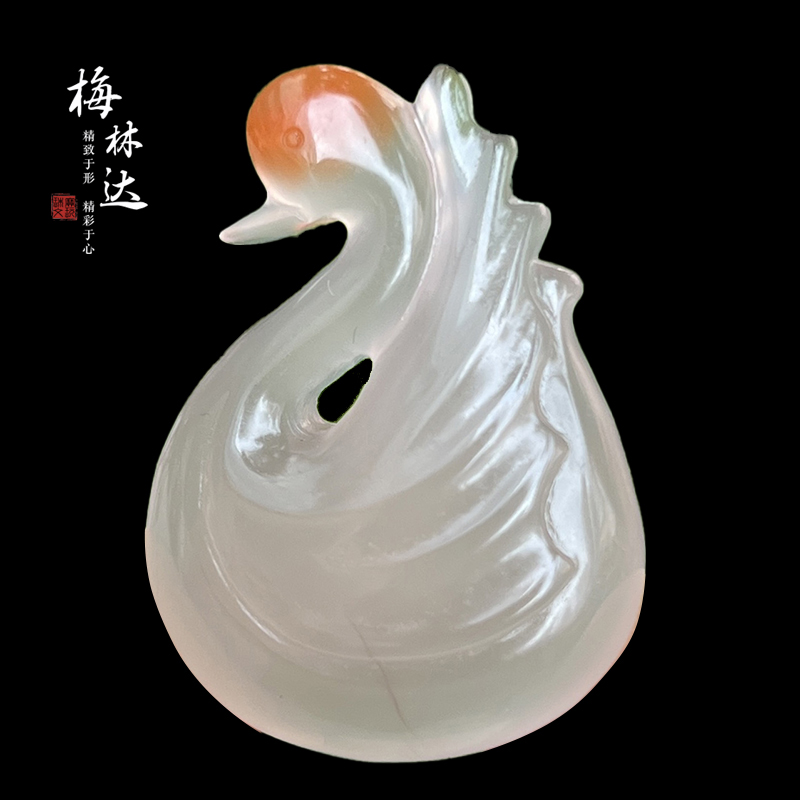 Melinda/梅林达【筠梦】天然南红玛瑙吊坠苏工精雕鹅如意冰飘玉坠