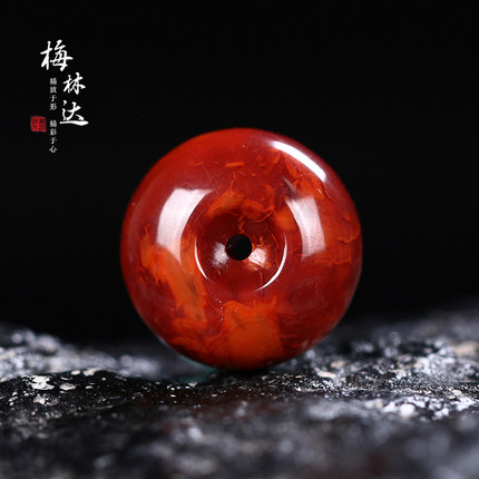 Melinda/梅林达天然南红玛瑙儿童宝宝平安扣吊坠女满肉柿子红挂坠