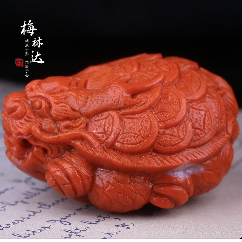 Melinda/梅林达【锦璘】天然南红玛瑙吊坠苏工精雕霸下龙龟玉坠男