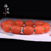 琼玖 Melinda 梅林达 天然南红玛瑙手串精雕回纹桶珠路路通手链