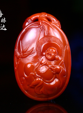 Melinda/梅林达【落兰】川料南红玛瑙苏工吊坠弥勒佛挂件笑佛项坠