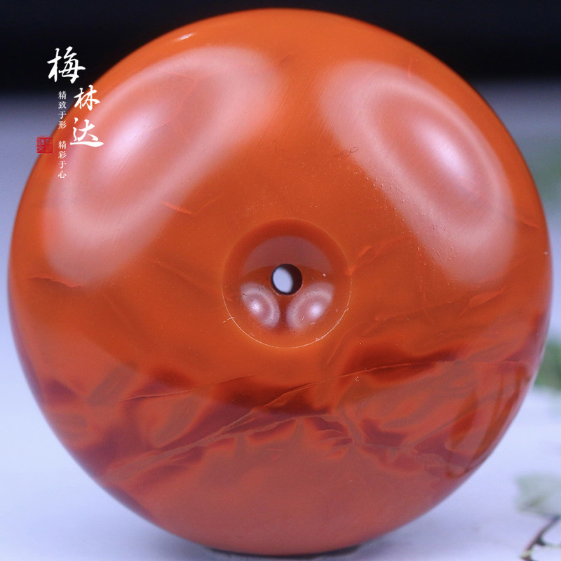 Melinda/梅林达【怀古】天然南红玛瑙吊坠苏工精雕平安扣罗汉眼男