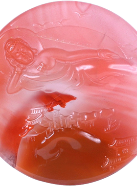 梅林达男女南红玛瑙卧佛吊坠