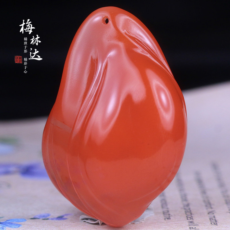 Melinda/梅林达【水谣】天然南红玛瑙吊坠苏工精雕玉兰花玉石挂件