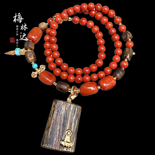 梅林达旗舰店天然南红玛瑙项链