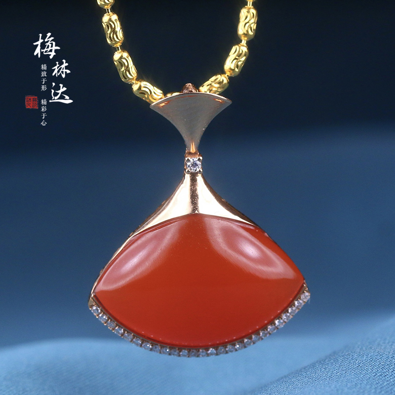 梅林达旗舰店天然南红玛瑙吊坠