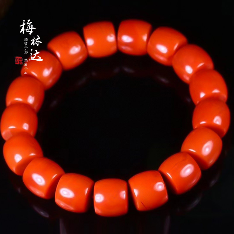 Melinda/梅林达【隳夜】天然南红玛瑙手串苏工精雕老型佛珠手链女