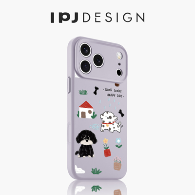 IPJ趣味ins风涂鸦斑点狗液态手机壳17适用于iphone16promax苹果15PRO手机壳13卡通14套12硅胶防摔