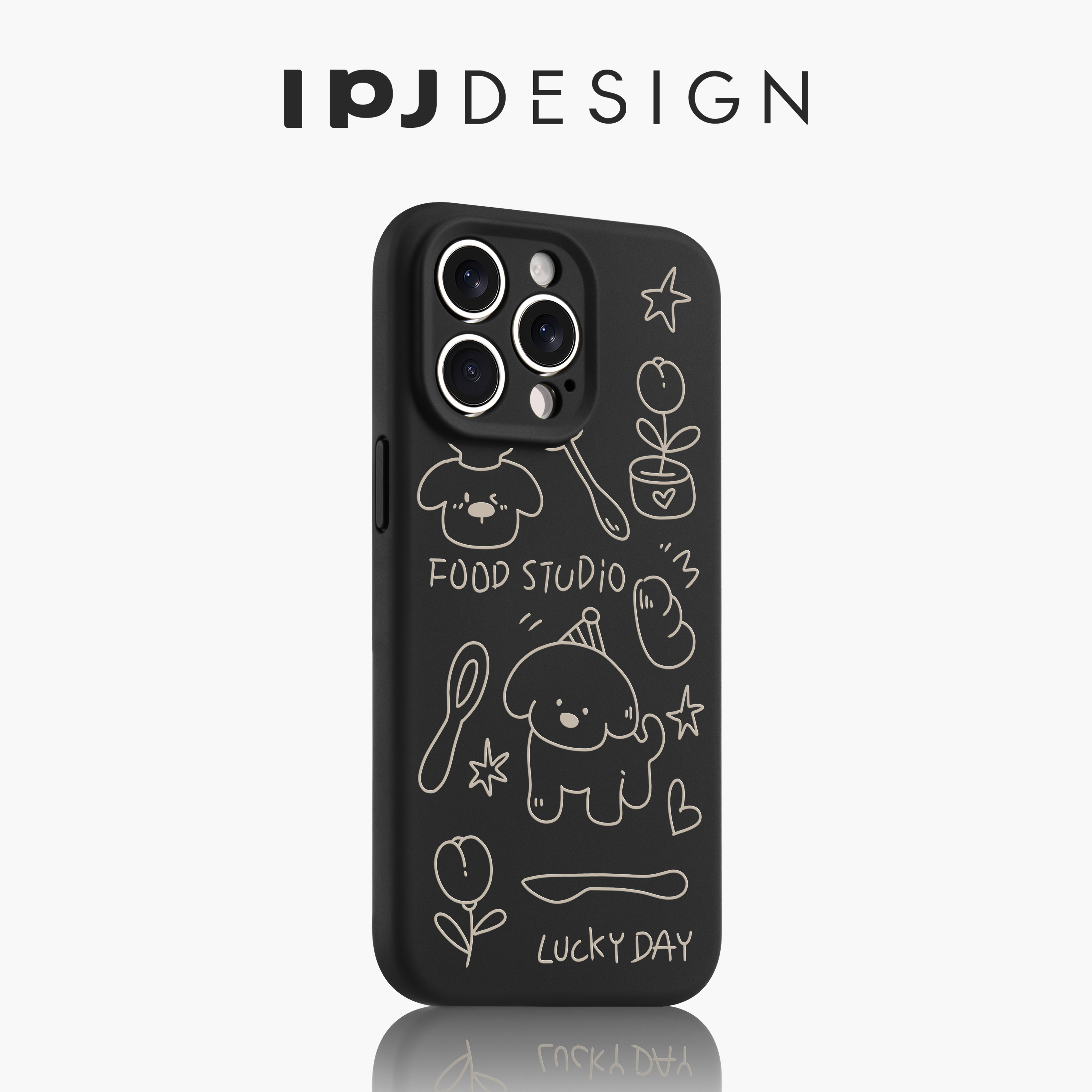 IPJ黑白简笔画吐司小狗手机壳17适用苹果15promax手机壳iphone16Plus13个性12防摔14小众15卡通