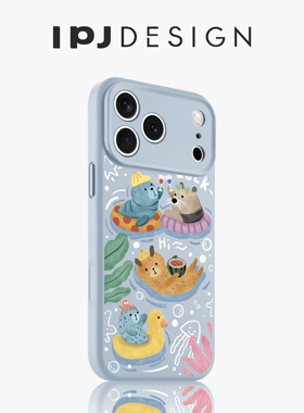 IPJ夏日可爱蓝色小海獭液态手机壳17适用于iphone16promax苹果15PRO手机壳13卡通14套12硅胶防摔