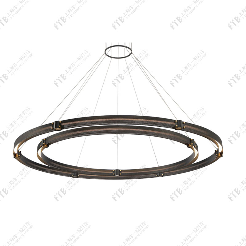 大小圆铁网大型客厅吊灯工业风