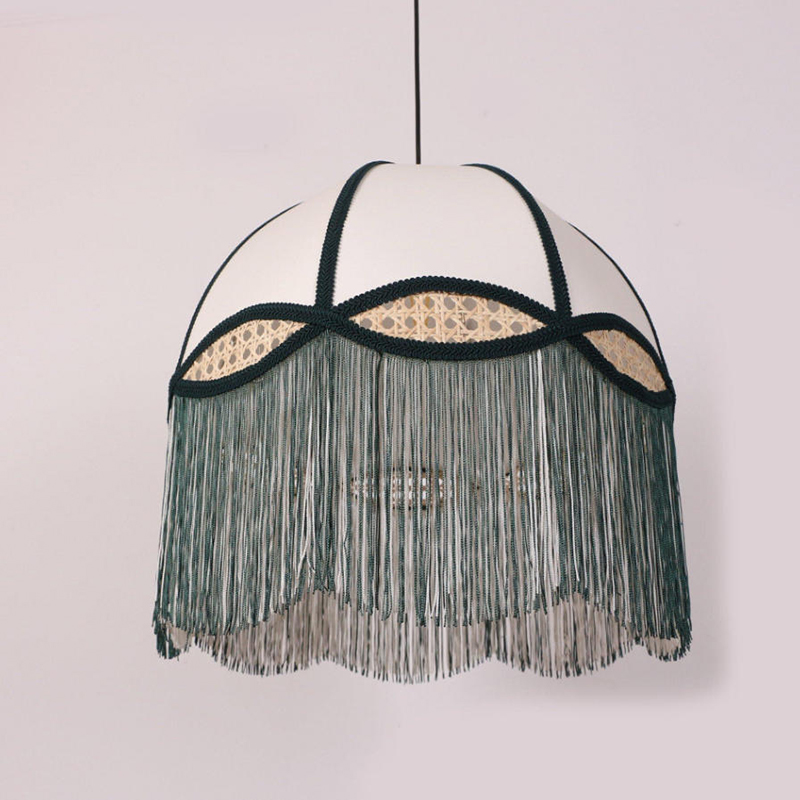 现代田园设计师款亚麻布流苏吊灯