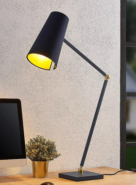 新款个性可调节黑色布艺创意台灯卧室书房别墅样板房展厅工程灯具