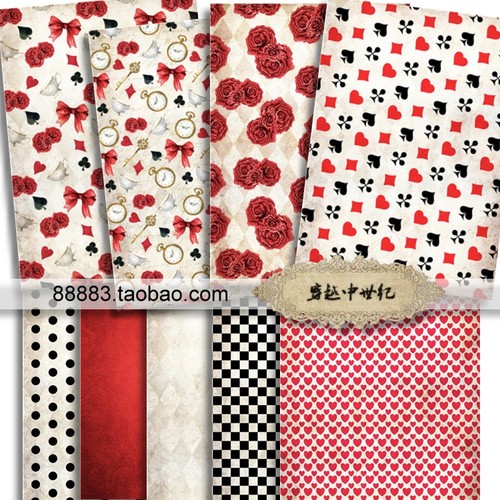 爱丽丝梦游仙境背景手账素材包