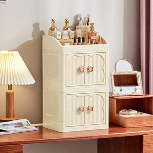 桌面迷你柜子小尺寸带门收纳柜桌上化妆品储物柜防尘多层置物架