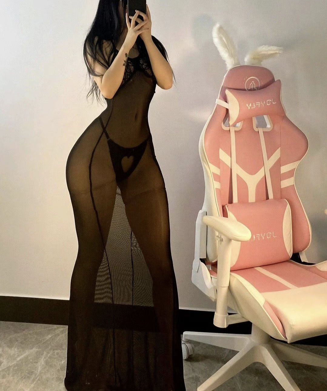 大码性感长裙内衣透视蕾丝连衣裙夜场职业制服夜店紧身衣