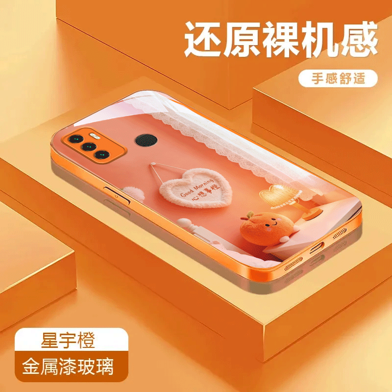 心想事成适用于OPPOA32金属漆玻璃壳卡通A33潮流保护套可爱彩绘全包防摔手机壳